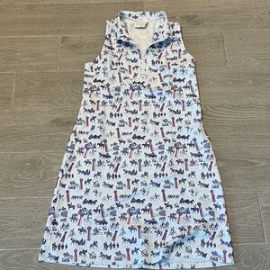 Smith & Quinn White Sleeveless Polo Dress with Equestrian Print Women’s Sz M